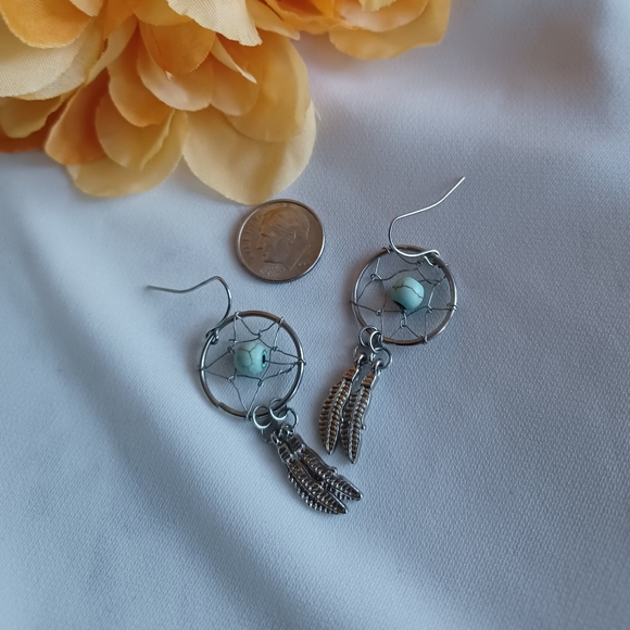 Dream Catcher Earrings w/ Marbled Beads - Picture 6 of 6